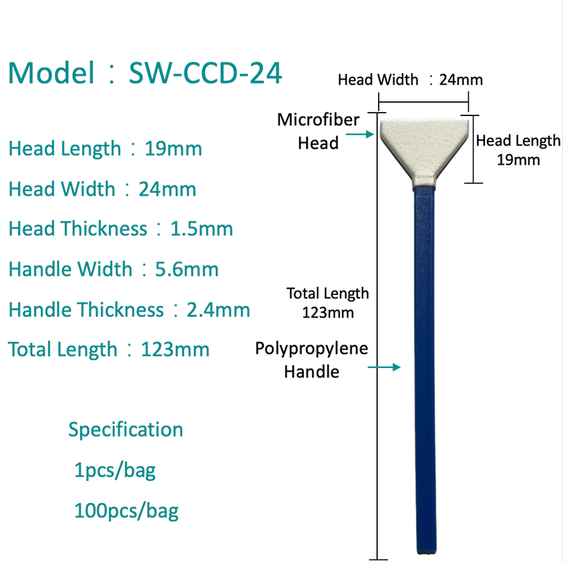 SW-CCD-24 V-şekilli lens Mikrofiber Swab