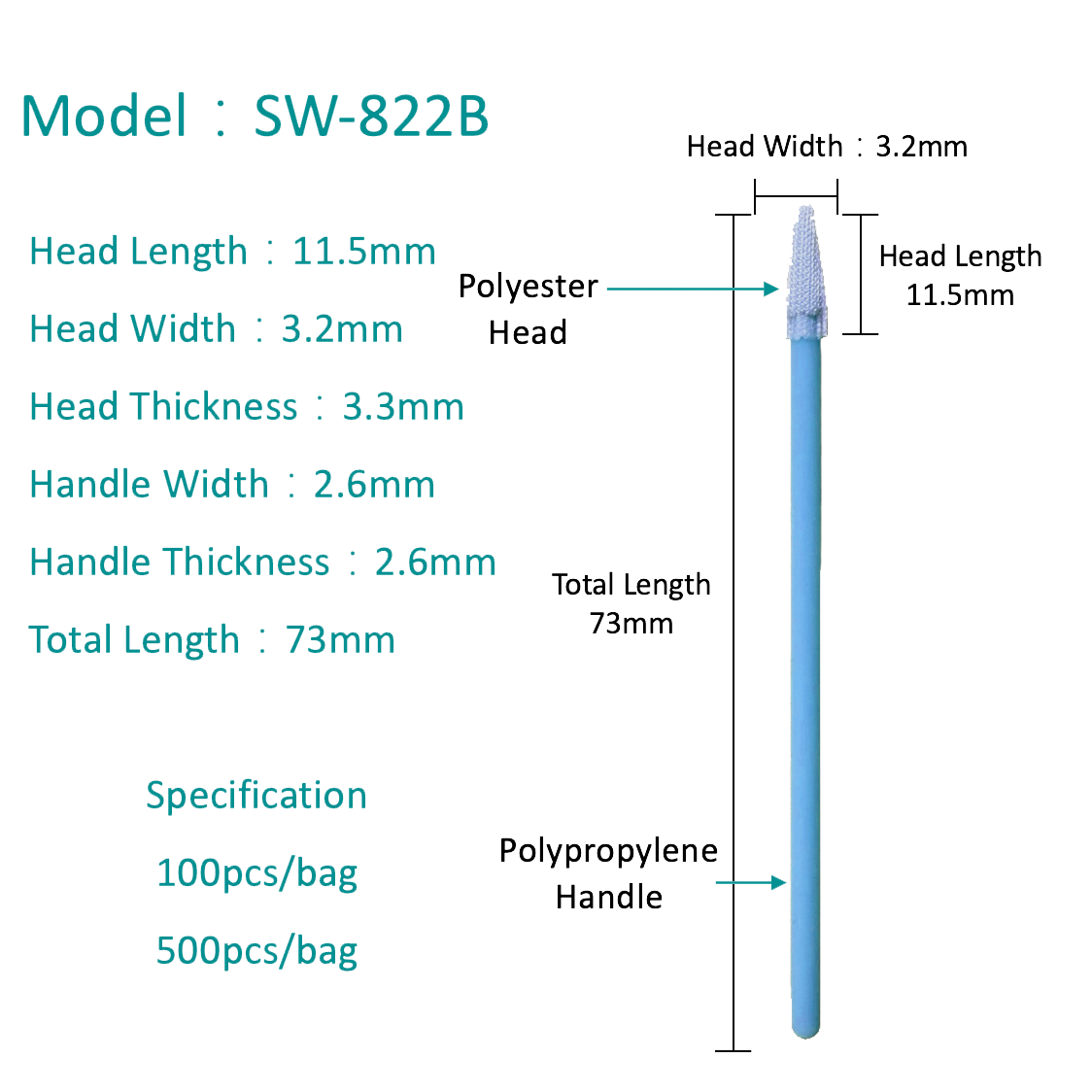 SW-822B Yüksek Emilim Polyester Swab