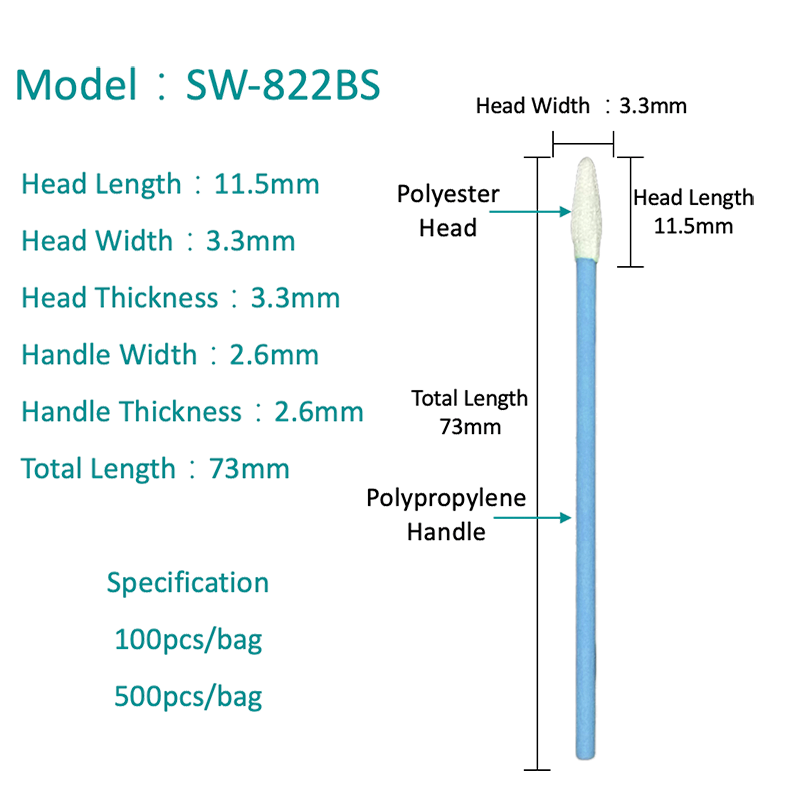 SW-822bs Sivri Uç Hassas Polyester Swab