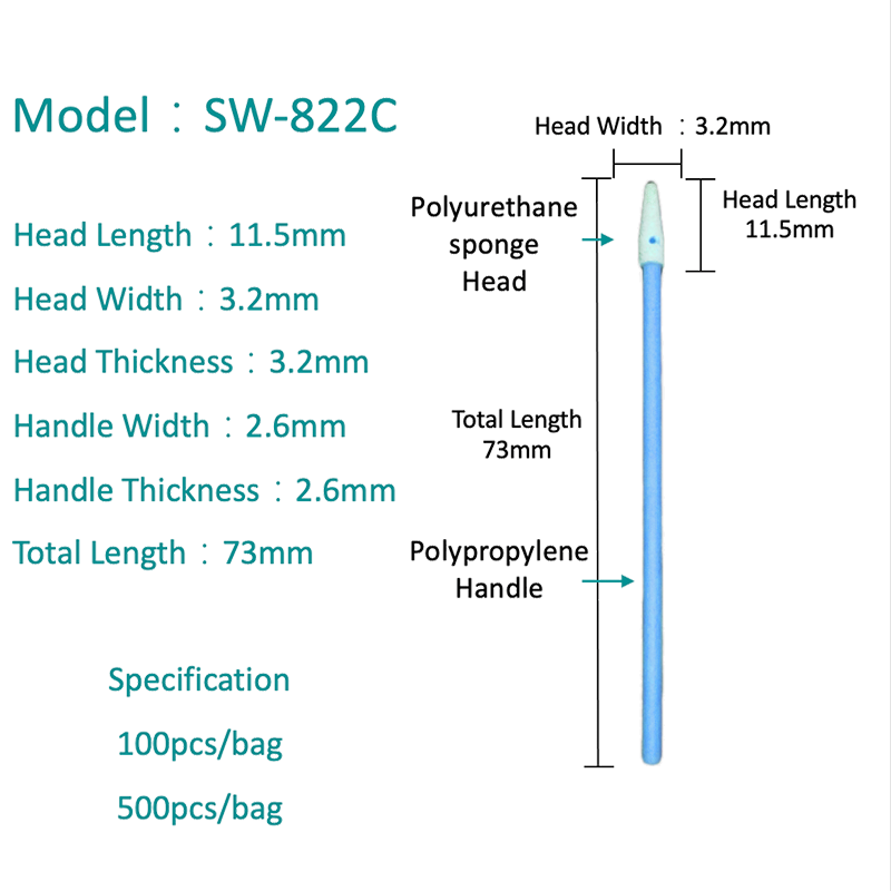 SW-822C Saçlı Köpük Temiz Odası Swab
