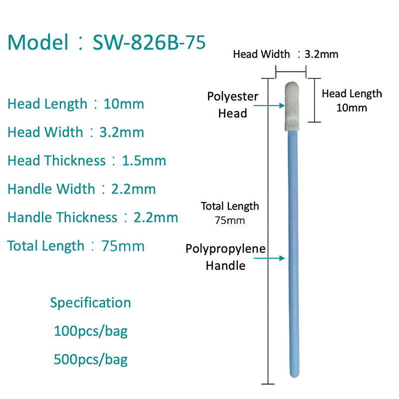 SW-826B-75 Kimyasal Dirençli Polyester Swab