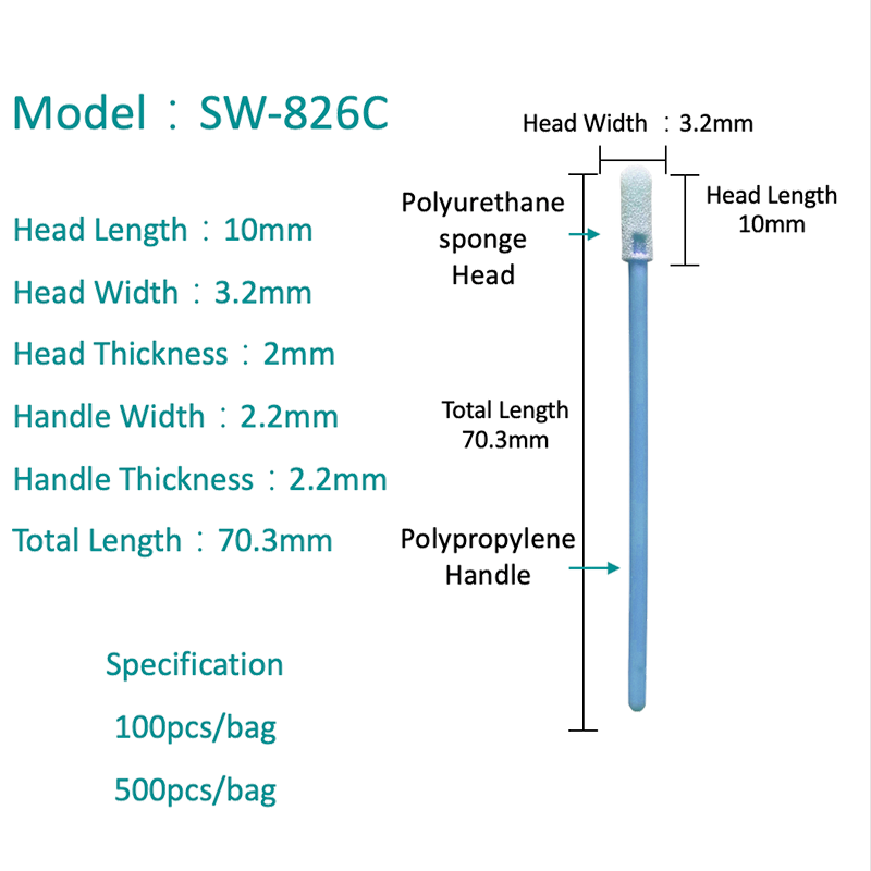 SW-826C Yuvarlak Kafa Dayanıklı Toz Free Sünger Swab