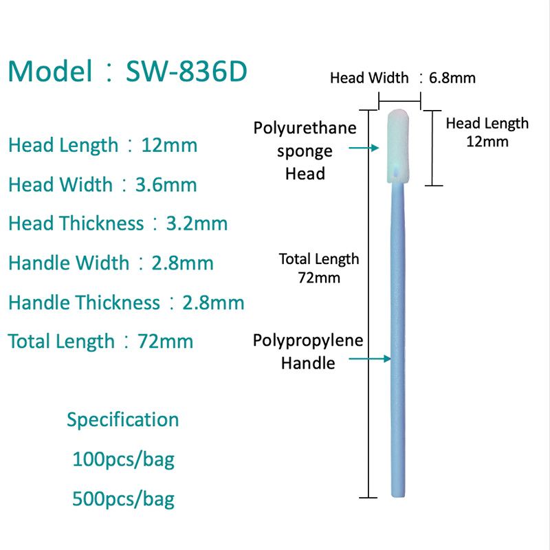 SW-836D Yuvarlak Kafa Lint Ücretsiz Endüstriyel Sünger Swab