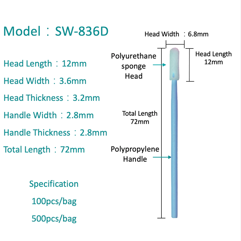 SW-836D küçük esnek uçlu köpük temiz oda sürüntü