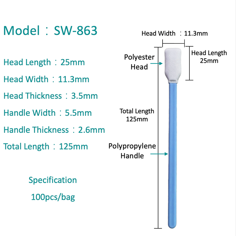 SW-863 Genel Amaçlı Dikdörtgen Kafa Polyester Swab