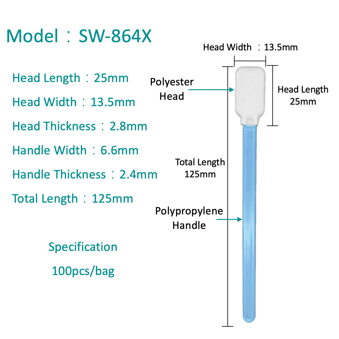SW-864X Toz Bedava Polyester Swab