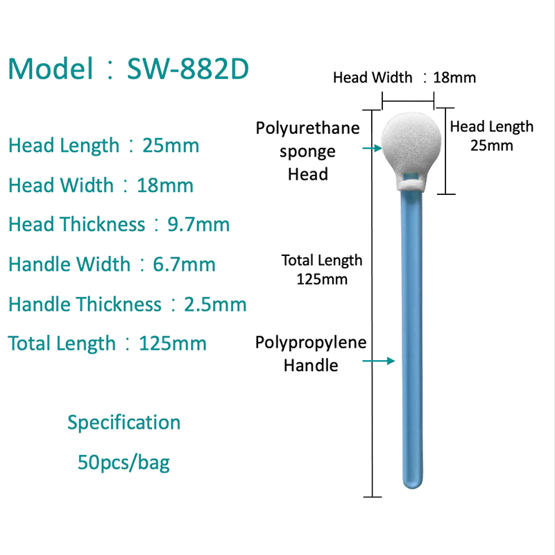 SW-882D Lint Ücretsiz Endüstriyel Temiz Oda Yuvarlak Sünger Swab